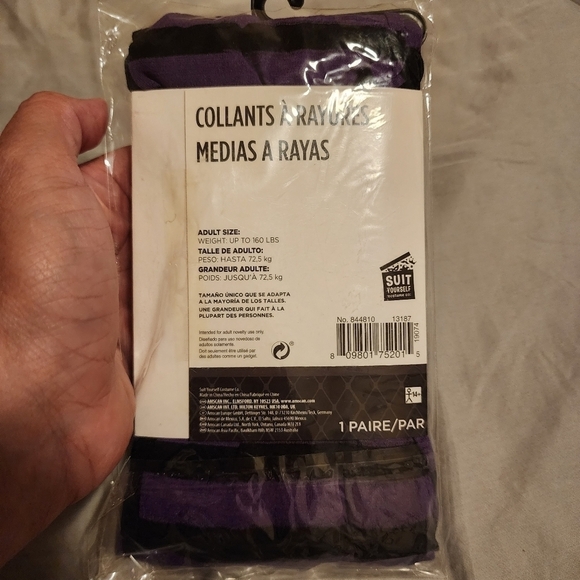 Suit Yourself Striped Tights Purple/Black Sexy Dark Academia Cosplay Theatrical - Picture 3 of 7